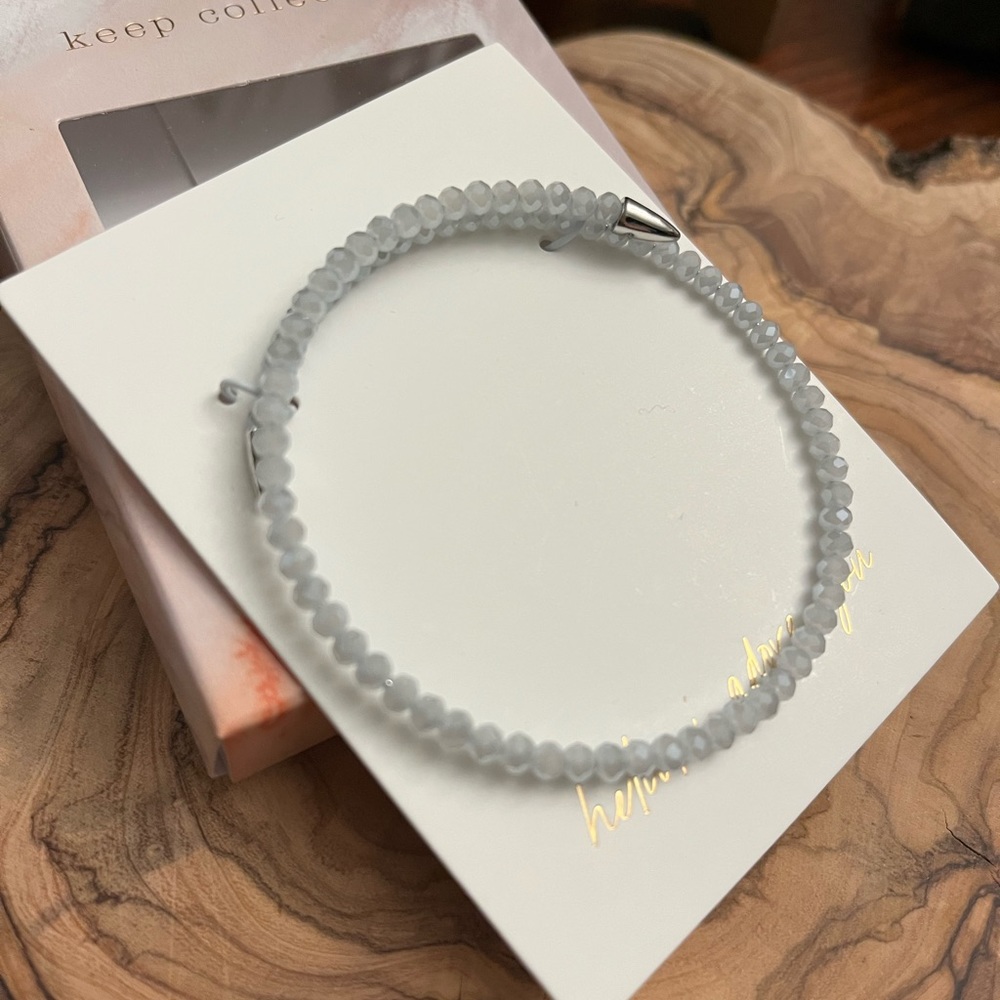 🆕 KEEP Collective By Stella & Dot Rebel coil bracelet in silver/pearl, new!